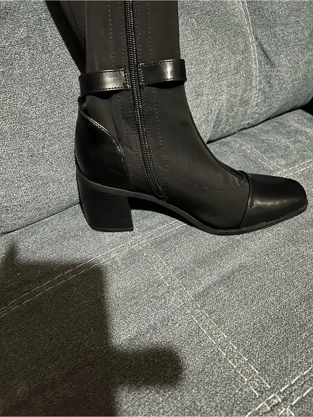 Journee Collection Black Over-the-Knee Buckle Block Heel Boots